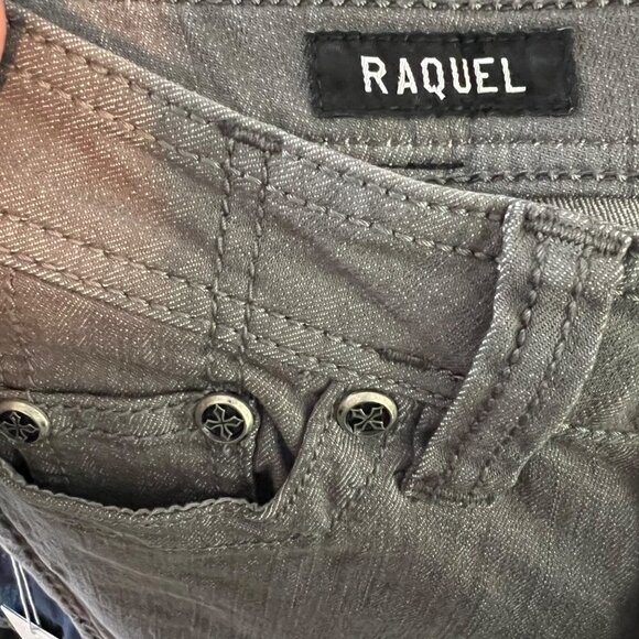 NWT Afflliction Women's‎ Raquel Fleur Gray Skinny Jeans Low Rise Size 24 - Picture 3 of 9